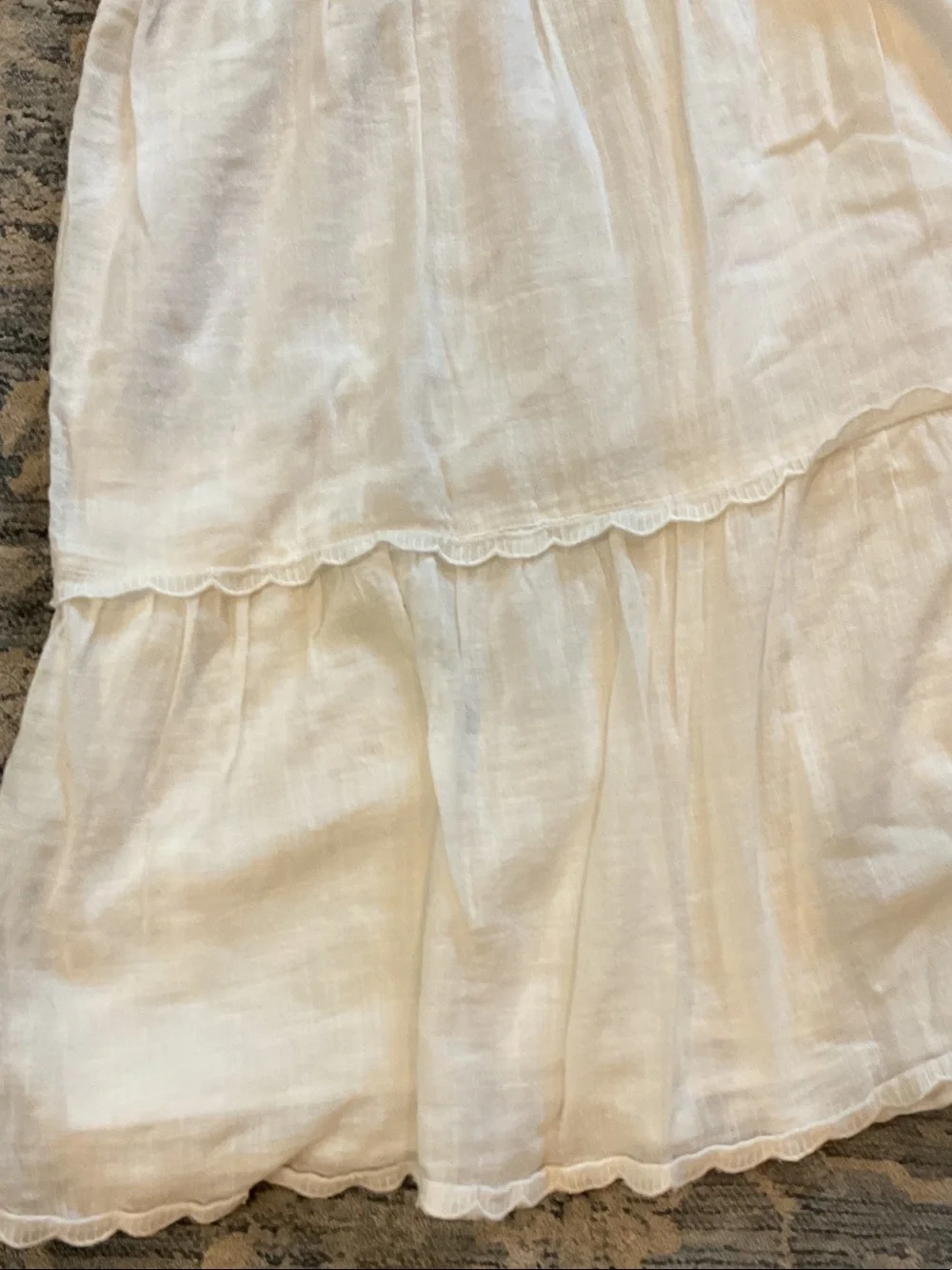 Aeropostale White Tiered Spaghetti-Strap Babydoll Mini Dress lace small cotton